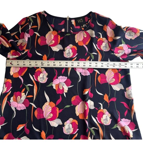W5 Women's Floral Ruffle Bell Sleeve Top Medium 100% Polyester Multicolor - Picture 7 of 8